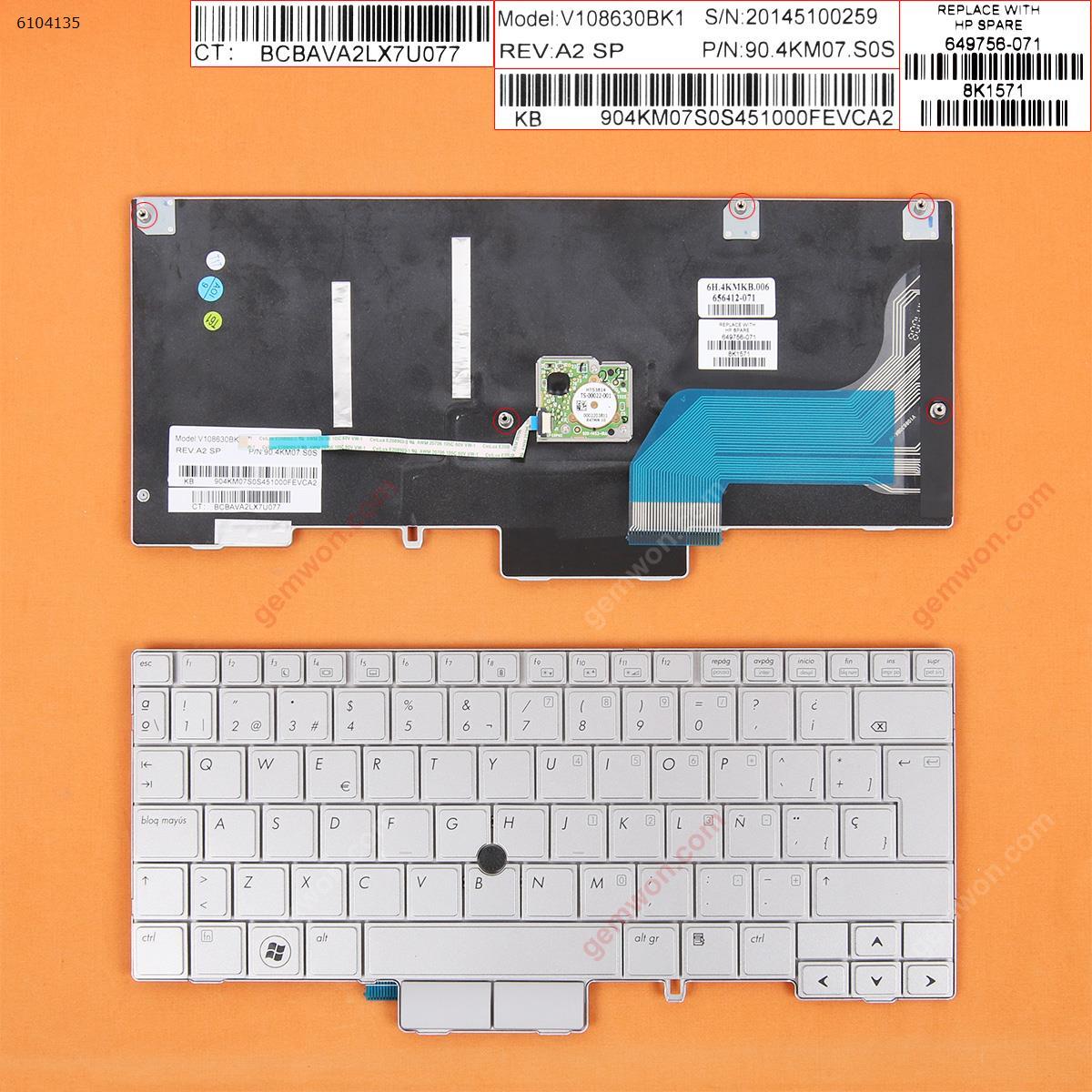 Picture of New Replacement Laptop Keyboard For HP 2740P SILVER(With Point stick) SP Layout