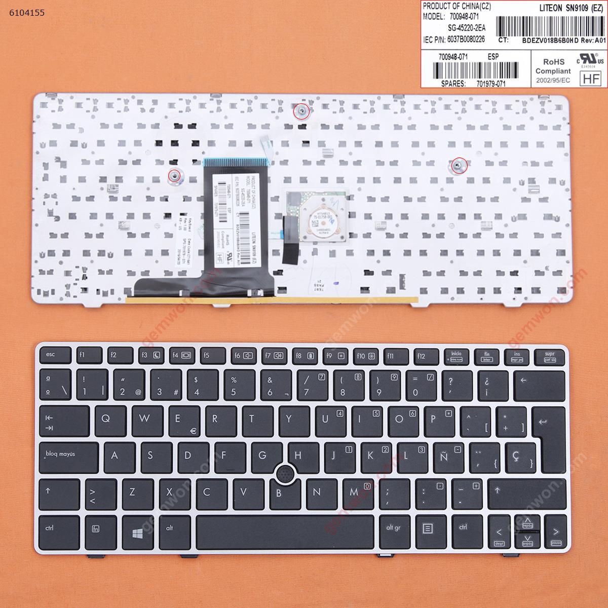 Picture of New Replacement Laptop Keyboard For HP 2560P SILVER FRAME BLACK  (With Point stick) SP Layout