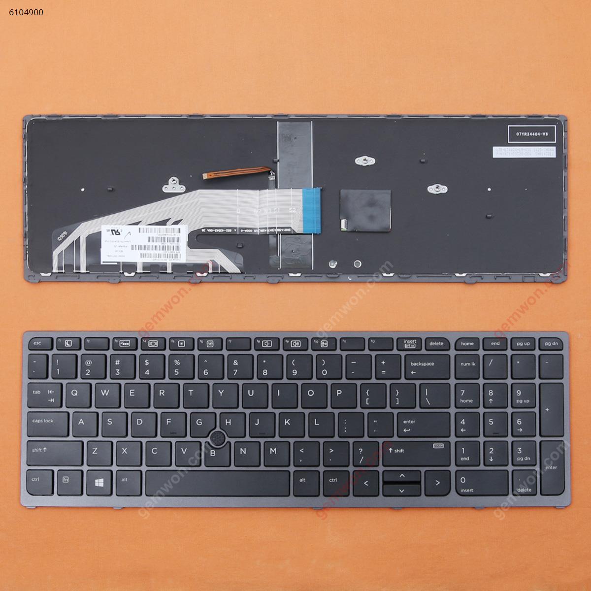 Picture of New Replacement Laptop Keyboard For HP Zbook 15 G3 17 G3 BLACK FRAME BLACK(Backlit,With point,With cable folded,For Win8) US Layout
