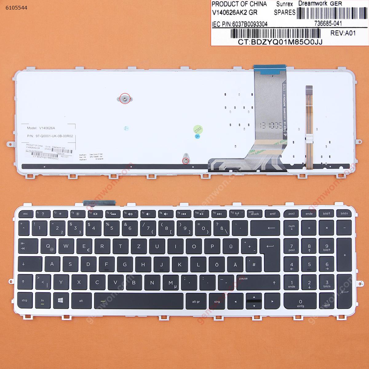 Picture of New Replacement Laptop Keyboard For HP ENVY 15-j Series SILVER FRAME BLACK( BLACKlit, For Win8) GR Layout
