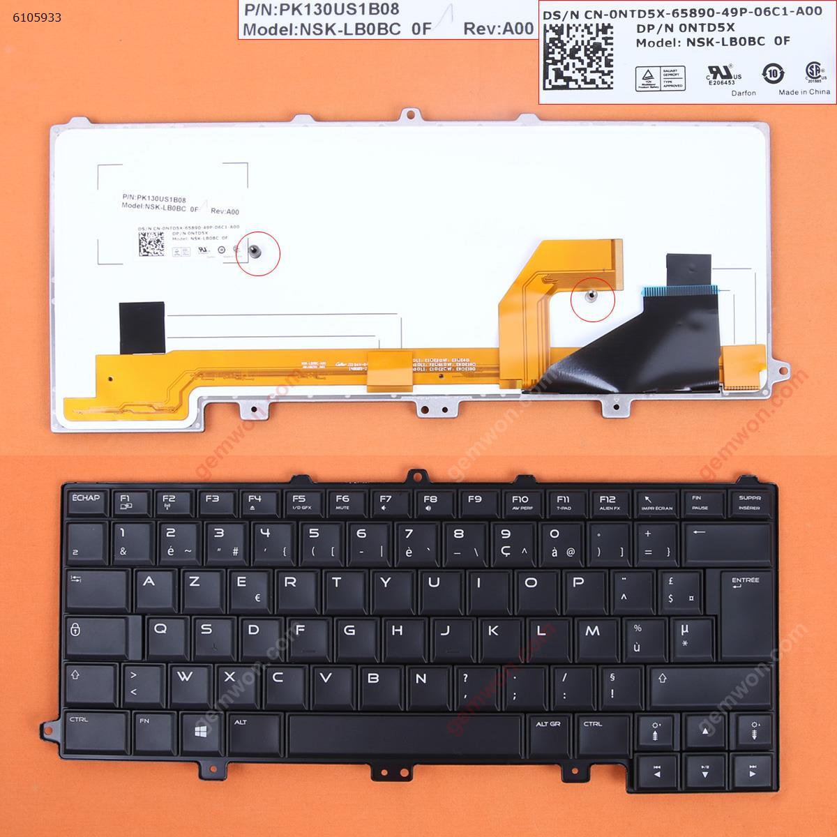 New Replacement Laptop Keyboard For Dell Alienware M14X R3 BLACK (Full Colorful Backlit, Win8) FR Layout的图片