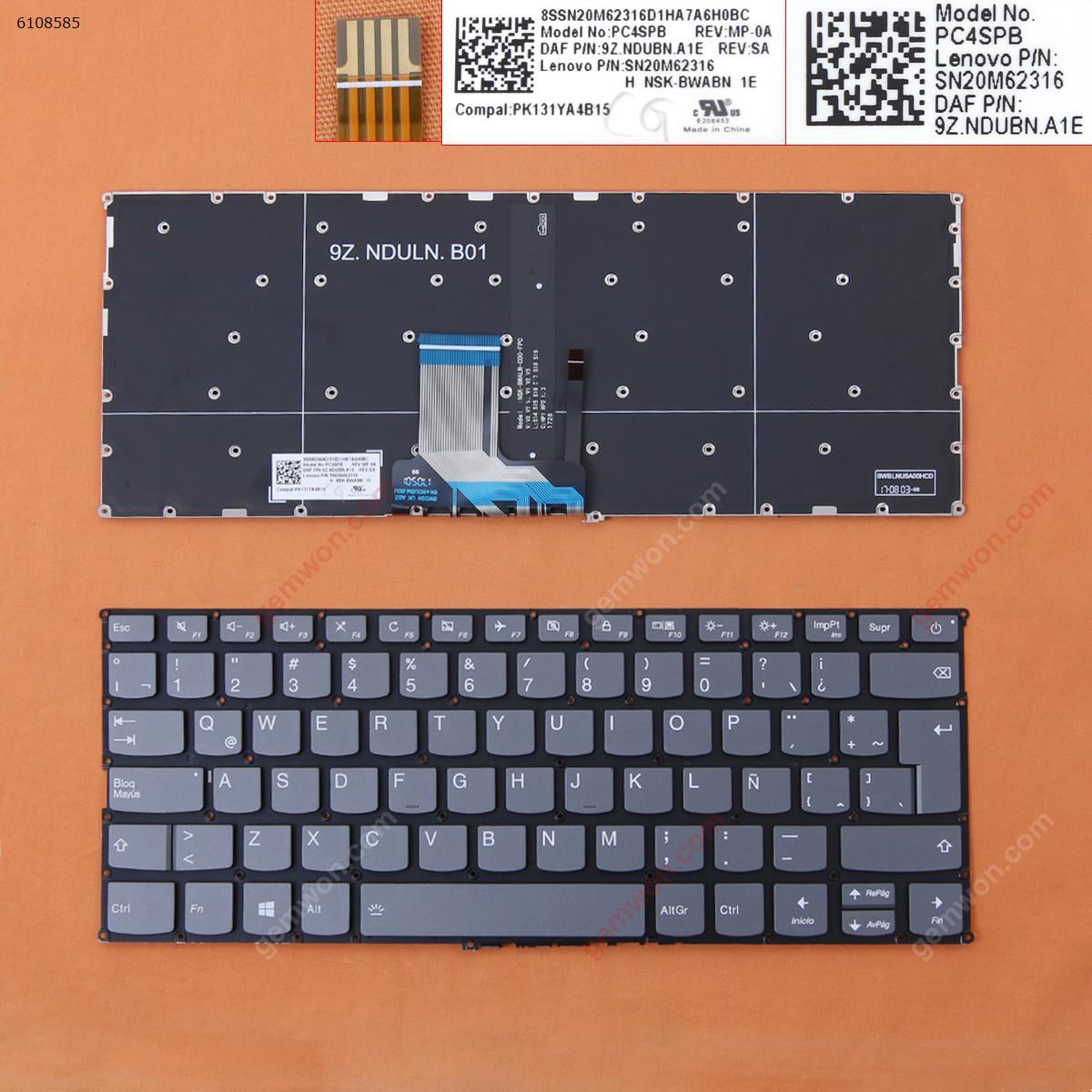 Picture of New Replacement Laptop Keyboard For Lenovo IdeaPad 720s-14ikb 720s-14ikb GRAY (Backlit,Without FRAME,WIN8) LA Layout