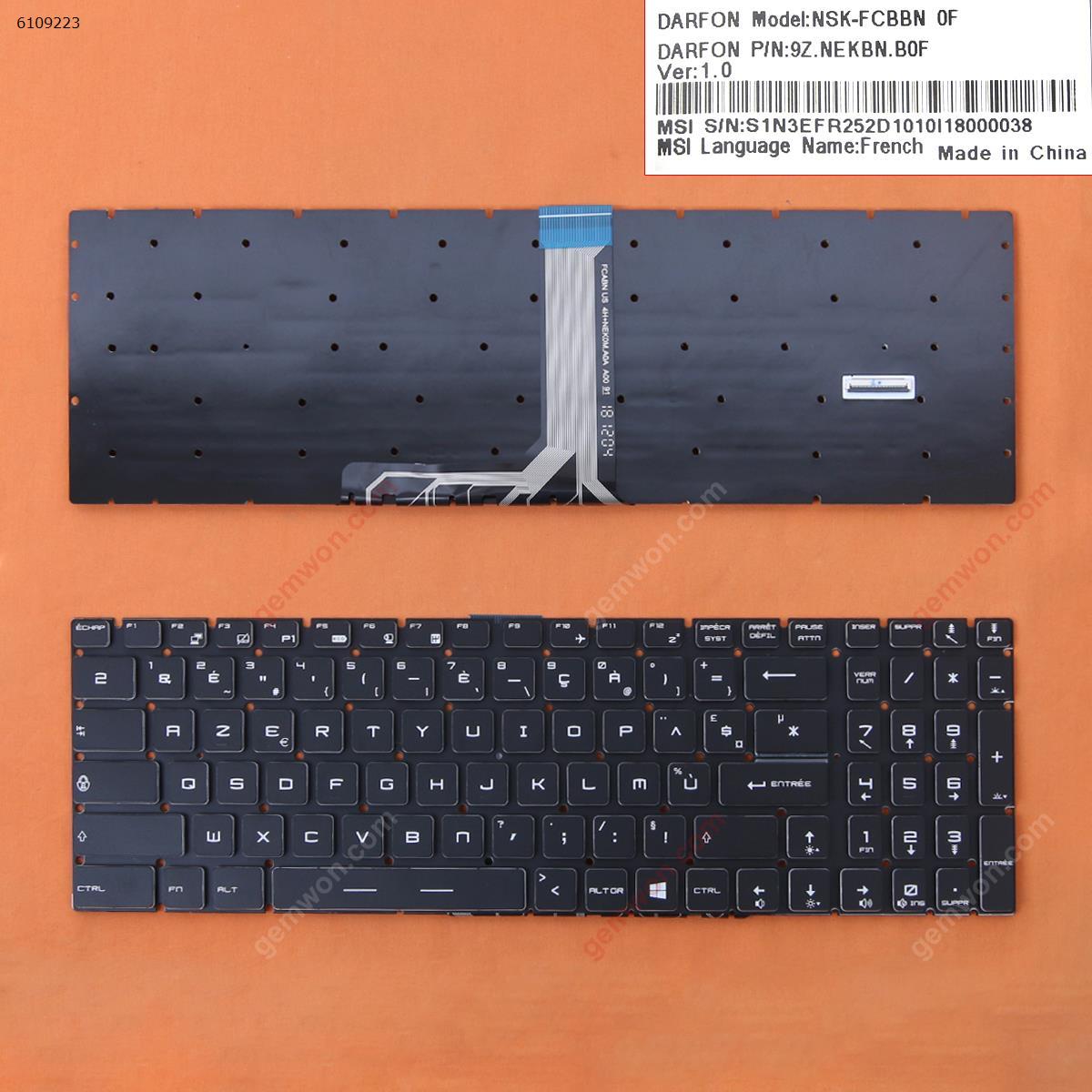 Picture of New Replacement Laptop Keyboard For MSI GE63 7RD BLACK (Full Colorful Backlit,Without FRAME,WIN8) FR Layout