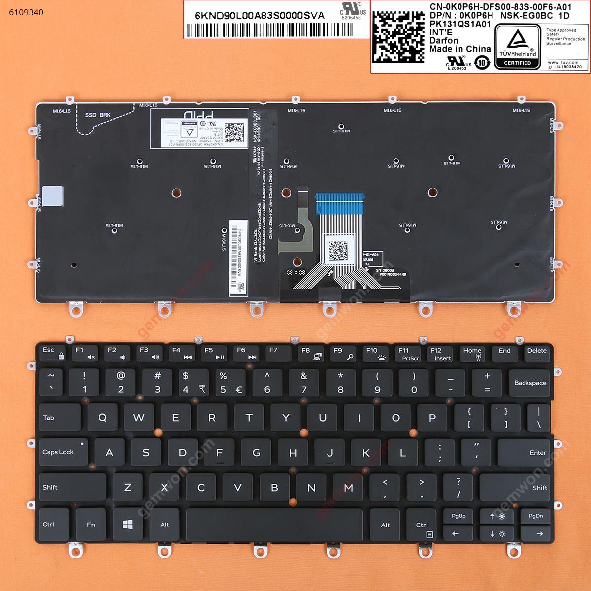 Picture of New Replacement Laptop Keyboard For Dell XPS 13 9365  BLACK (Backlit, Win8) US Layout