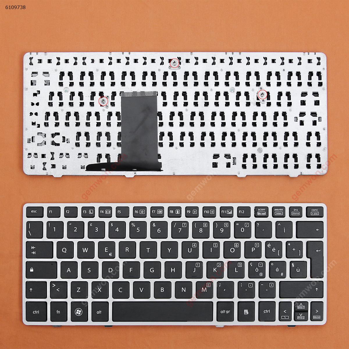 Picture of New Replacement Laptop Keyboard For HP 2560P SILVER FRAME BLACK （Without point stick）OEM IT Layout