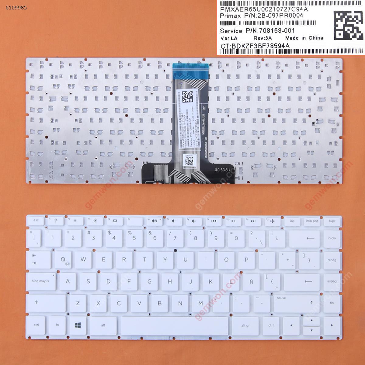 Picture of New Replacement Laptop Keyboard For HP Pavilion 14-BS 14-BS000 14-BS100 14-BS500 White (Without FRAME,Small Enter,WIN8) LA Layout
