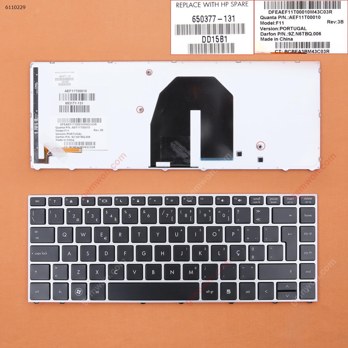 Picture of New Replacement Laptop Keyboard For HP Probook 5330 5330M SILVER FRAME BLACK Backlit PO Layout