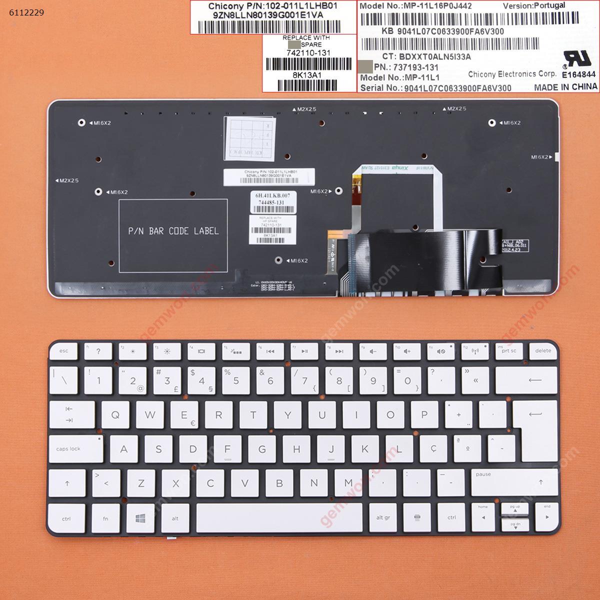 Picture of New Replacement Laptop Keyboard For HP Spectre 13-h200 13-h205eg 13t-h200 SILVER  (Without FRAME,Backlit) PO Layout