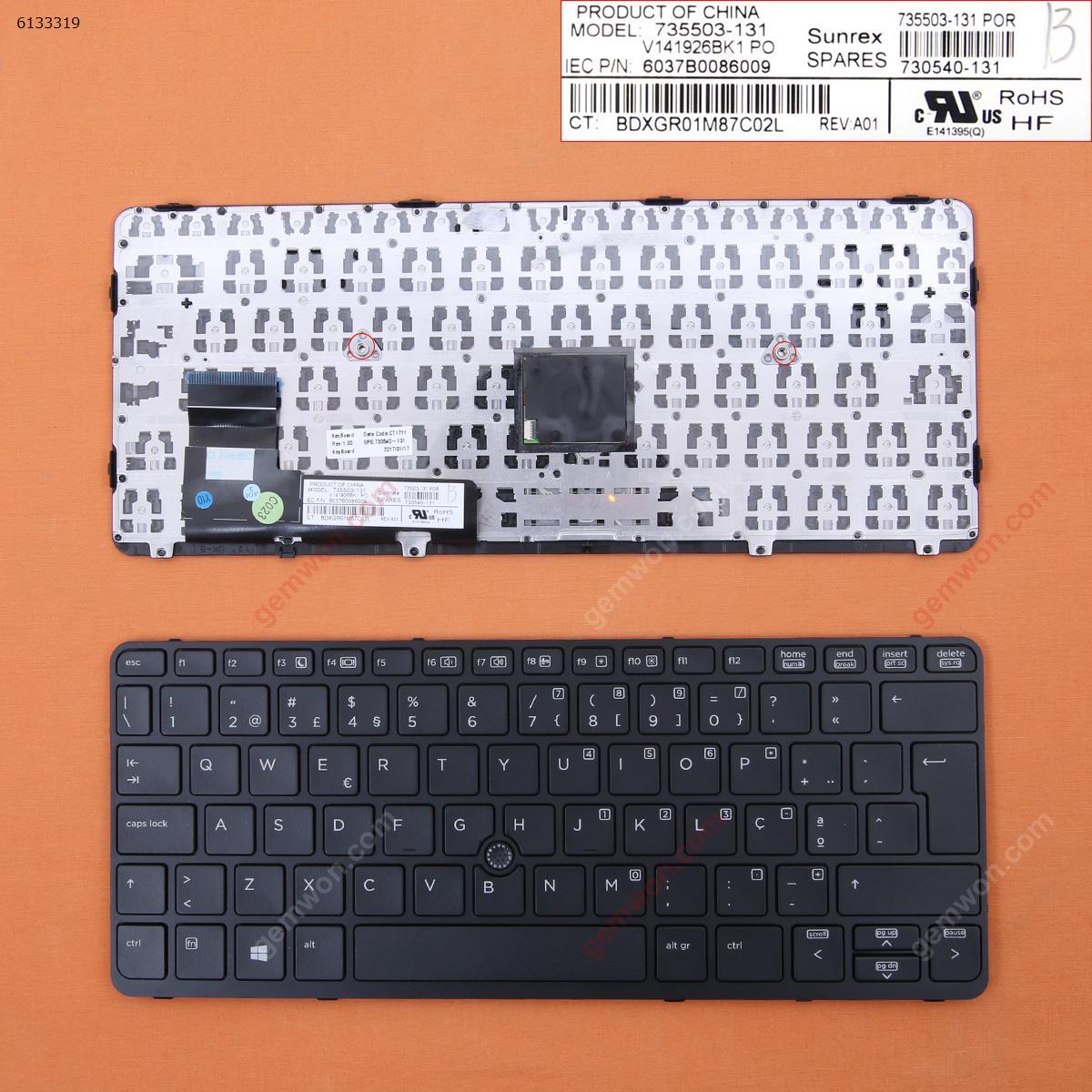 Picture of New Replacement Laptop Keyboard For HP EliteBook 820 G1 BLACK FRAME BLACK (with point,Win8) PO Layout