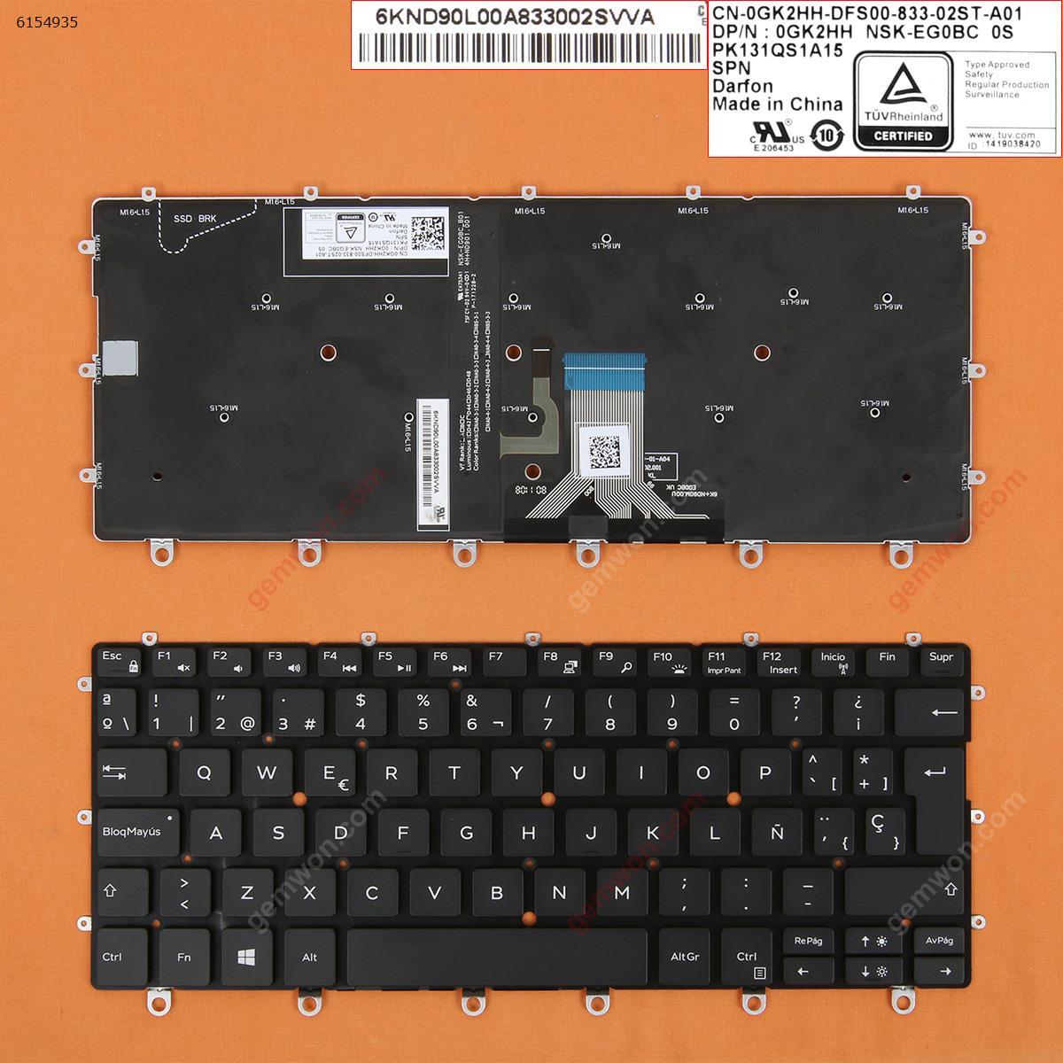 Picture of New Replacement Laptop Keyboard For Dell XPS 13 9365  BLACK (Backlit, Win8) SP Layout