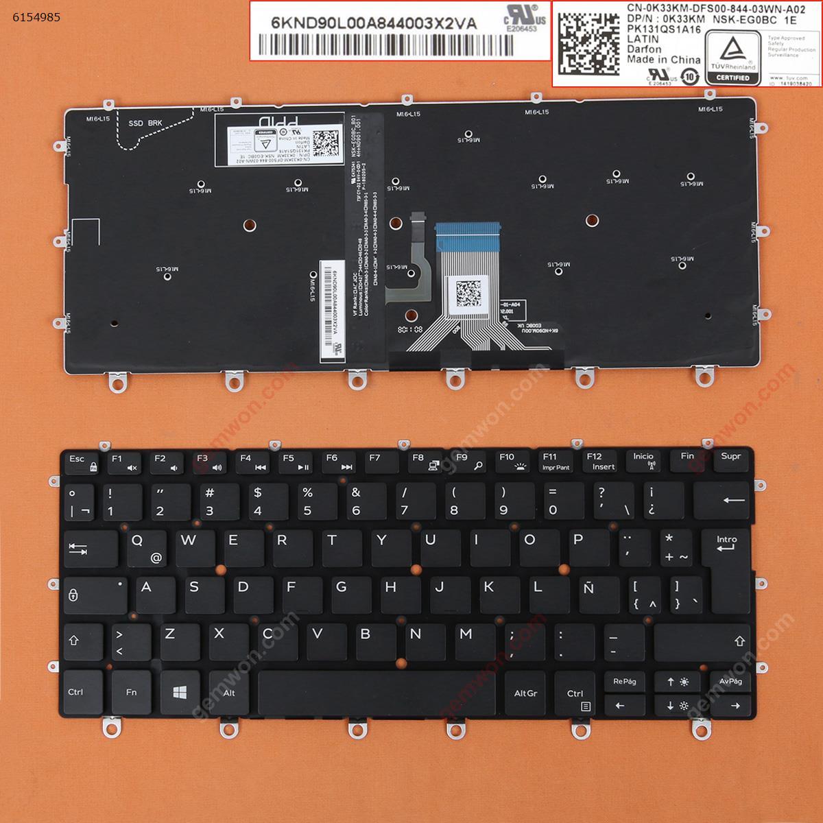 Picture of New Replacement Laptop Keyboard For Dell XPS 13 9365  BLACK (Backlit, Win8) LA Layout
