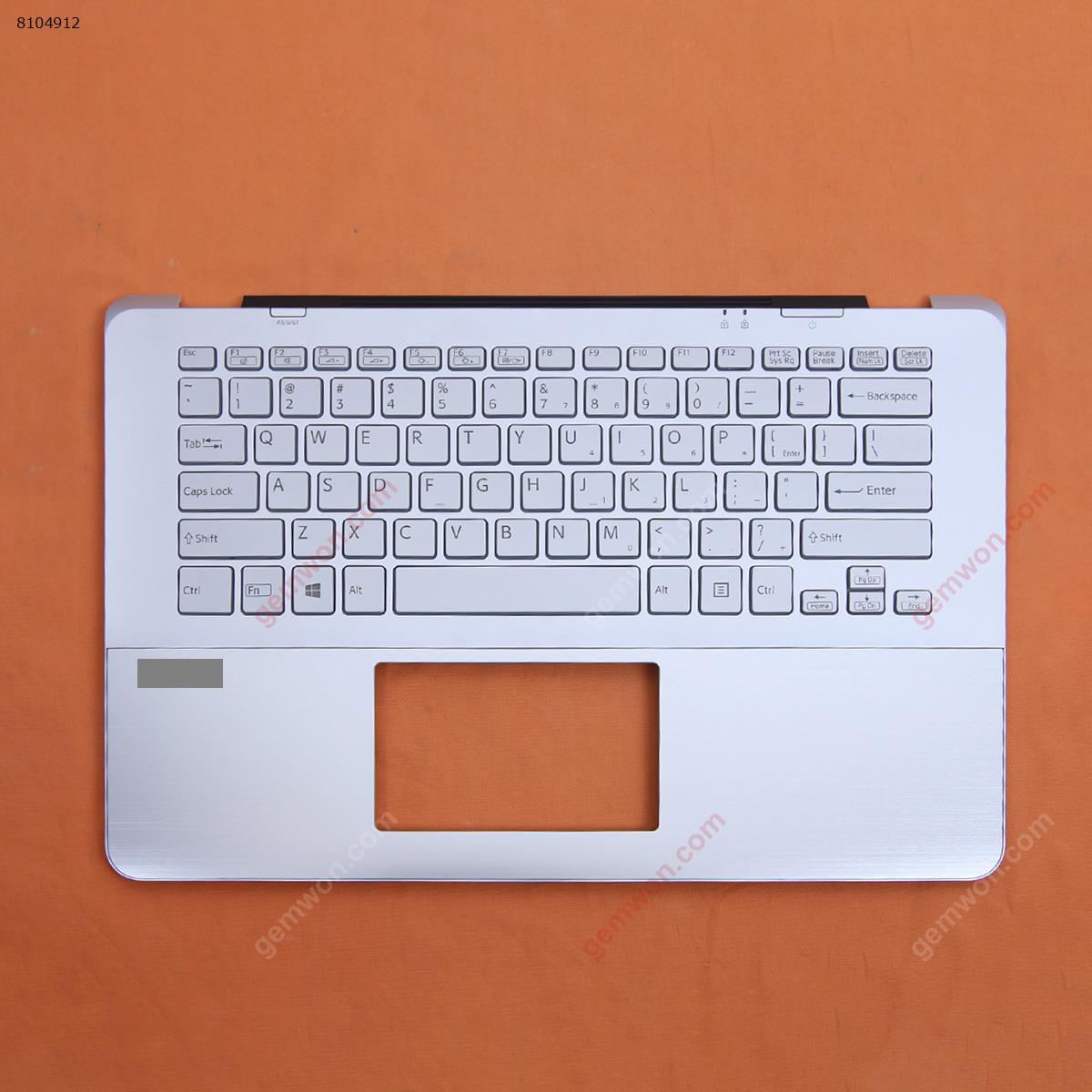Picture of New Replacement Laptop Cover For SONY SVF14A SVF14A15CXB SVF14AC1QL palmres with US Backlit keyboard case Upper Cover Silver(Without touchpad)