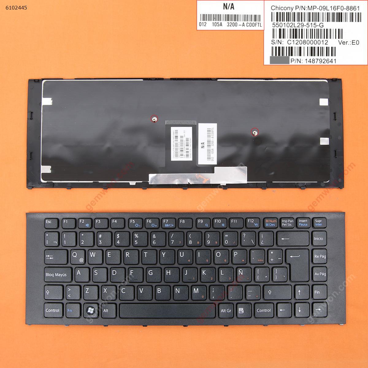 Picture of New Replacement Laptop Keyboard For SONY VPC-EA BLACK FRAME BLACK LA Layout
