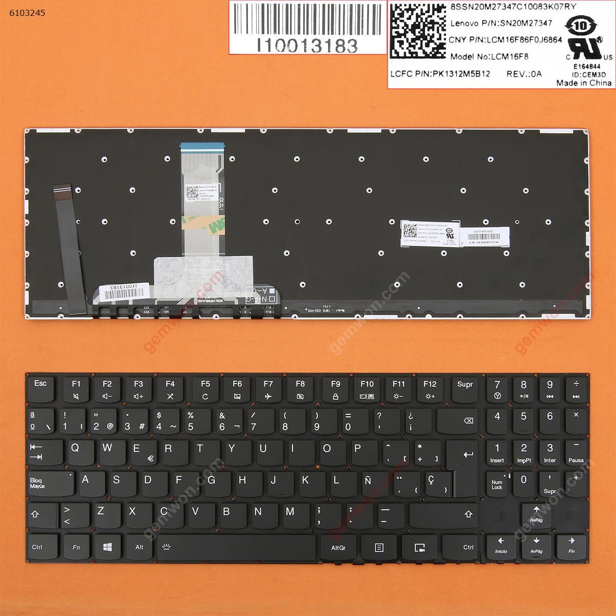 Picture of New Replacement Laptop Keyboard For Lenovo Legion Y720 BLACK(Full Colorful Backlit,Win8) SP Layout