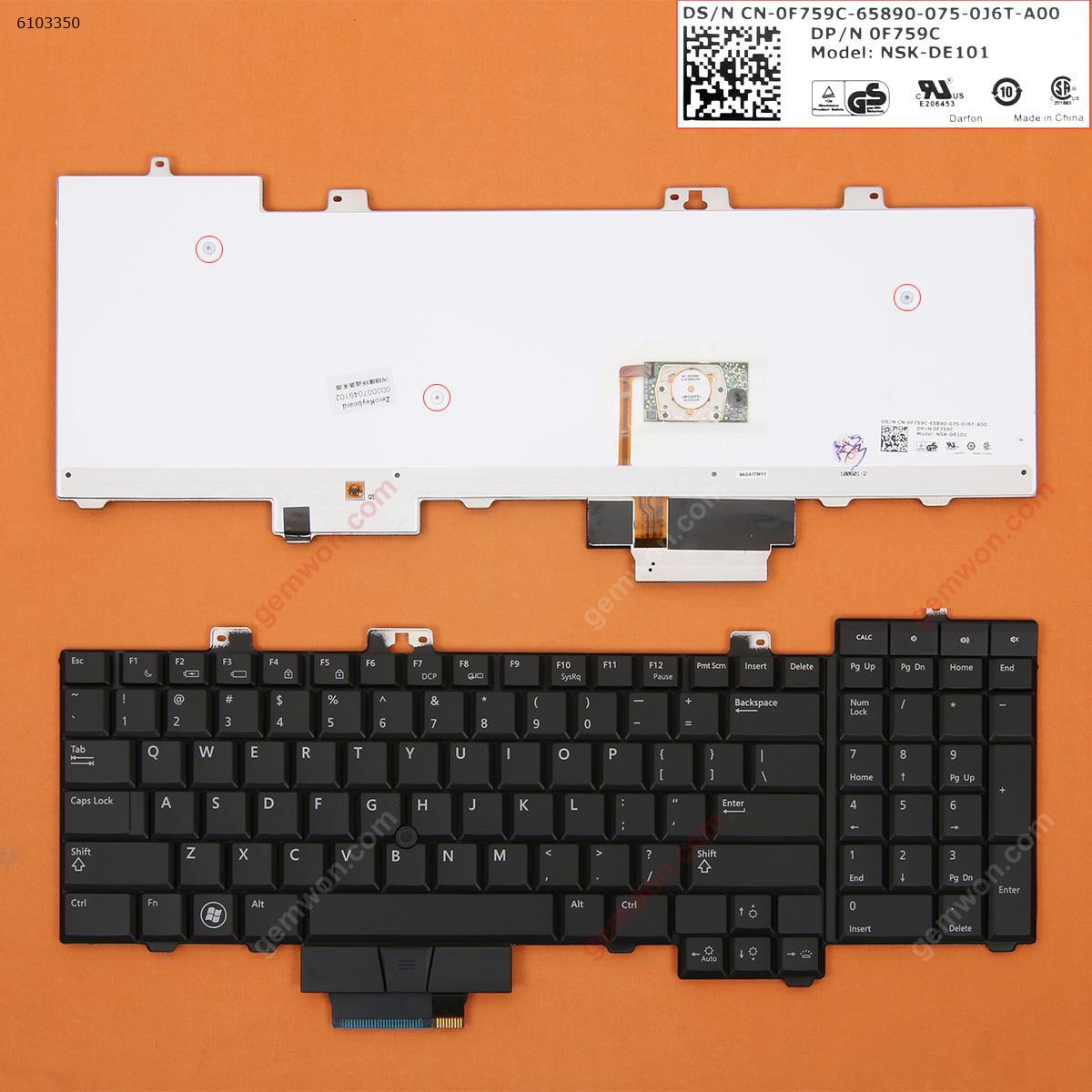 Picture of New Replacement Laptop Keyboard For DELL M6400 BLACK(Backlit ,With Point stick) US Layout