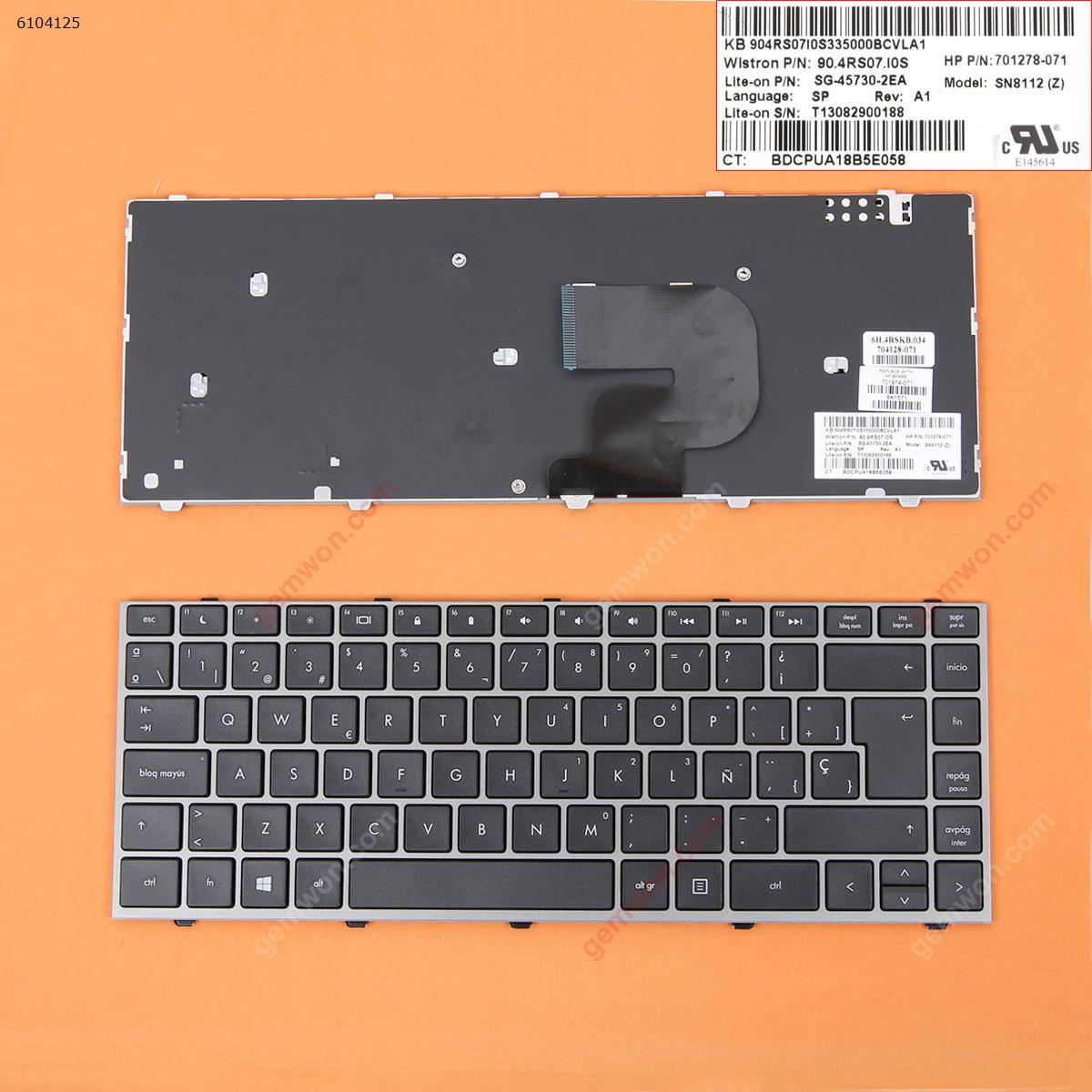 Picture of New Replacement Laptop Keyboard For HP ProBook 4340S 4341S 4441S SILVER FRAME BLACK SP Layout
