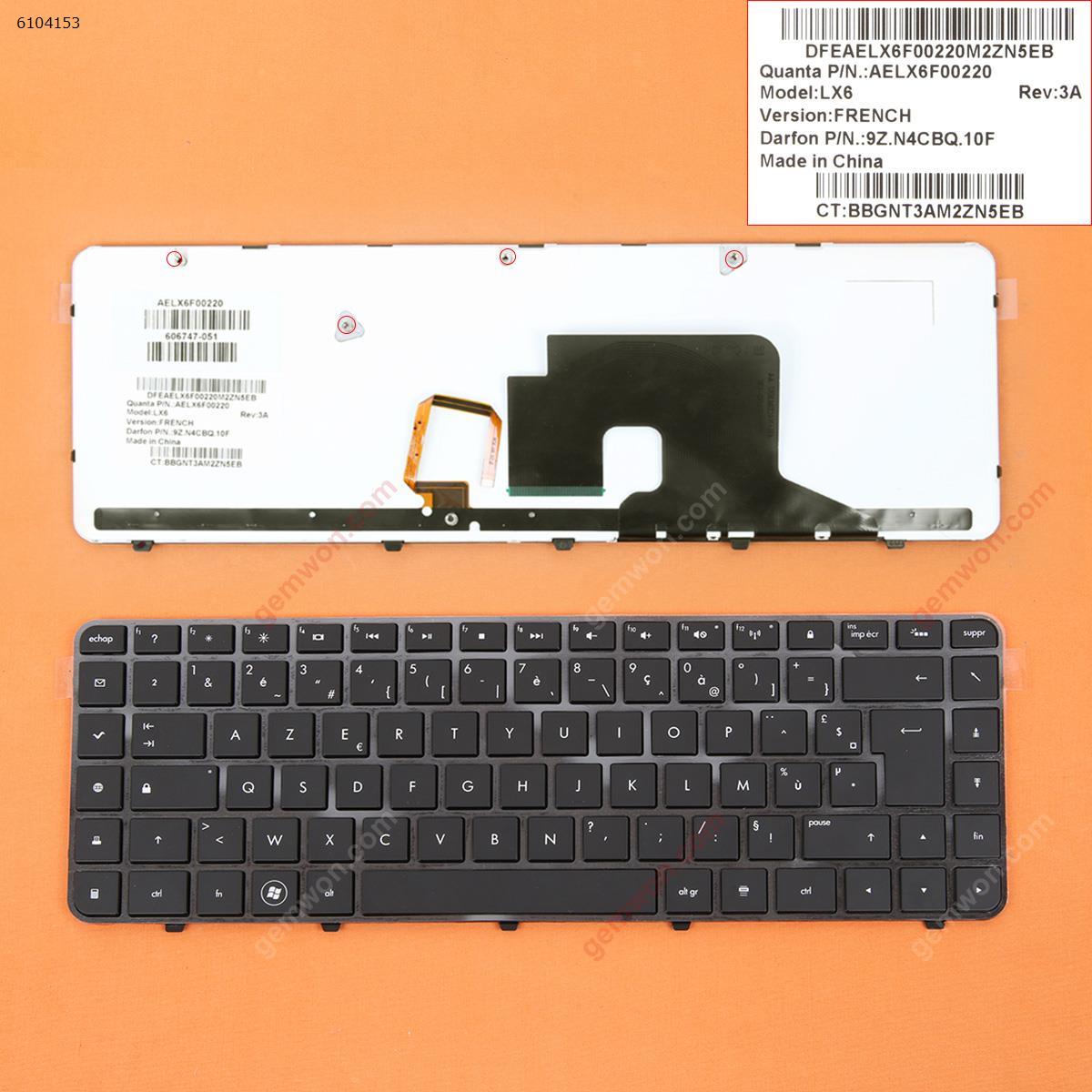 Picture of New Replacement Laptop Keyboard For HP Pavilion DV6-3000 GLOSSY FRAME BLACK (Backlit) FR Layout