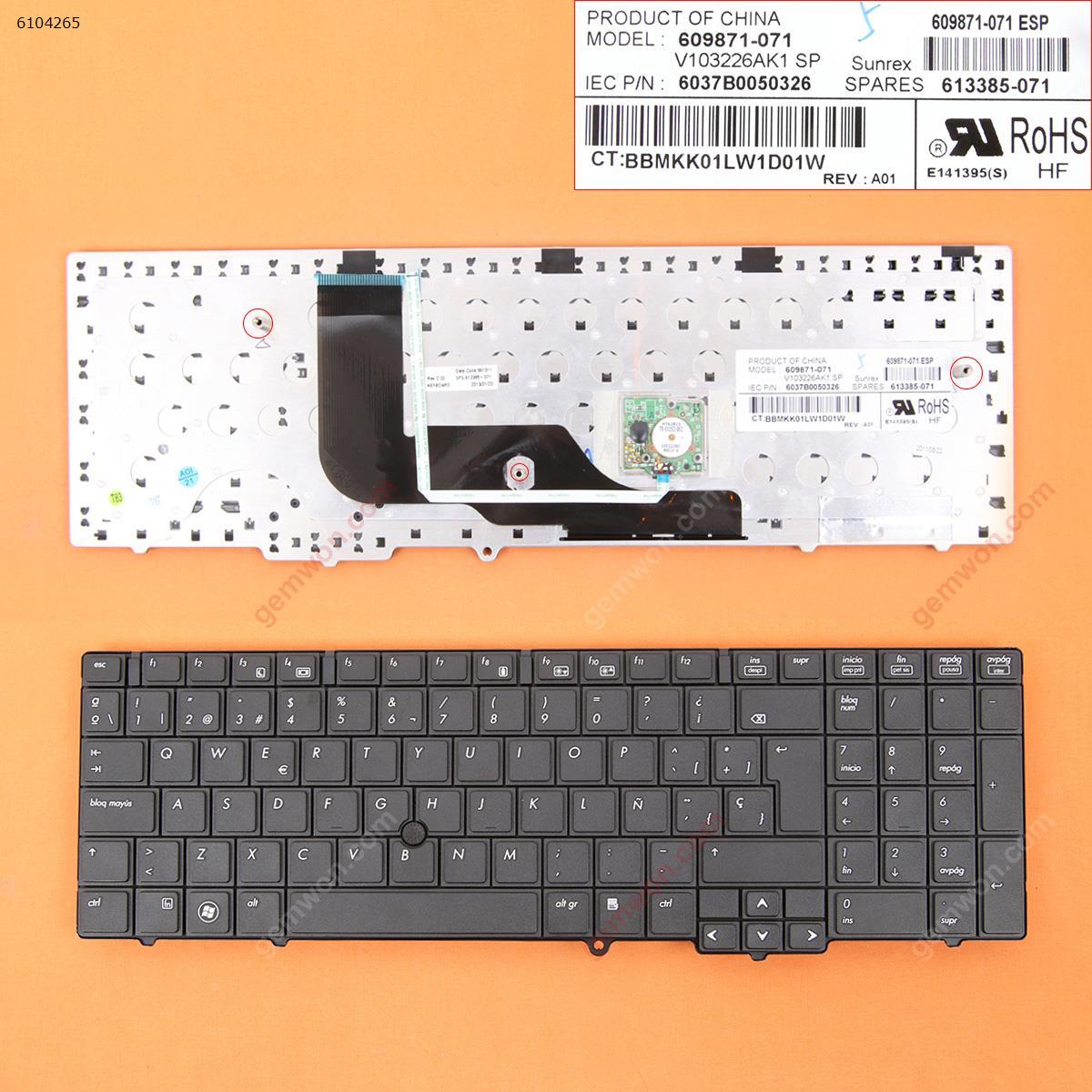 Picture of New Replacement Laptop Keyboard For HP Probook 6540B 6545B 6550B BLACK(With Point stick) SP Layout