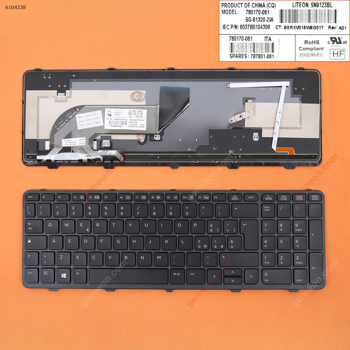 Picture of New Replacement Laptop Keyboard For HP ProBook 450 G0 450 G1 455 G1 BLACK FRAME BLACK (Backlit,WIN8) IT Layout