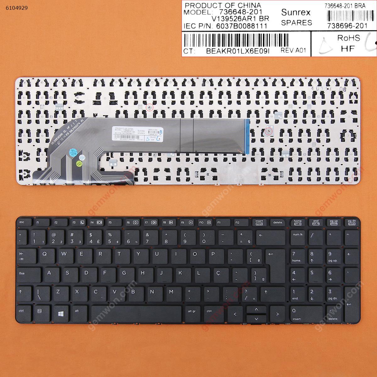 Picture of New Replacement Laptop Keyboard For HP ProBook 450 G0 450 G1 455 G1 BLACK(without FRAME,without foil,For Win8) BR Layout