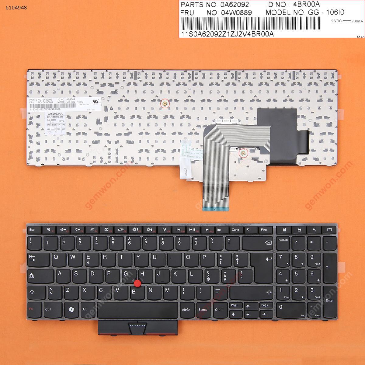 Picture of New Replacement Laptop Keyboard For ThinkPad E520 GLOSSY FRAME BLACK(With Point stick) IT Layout