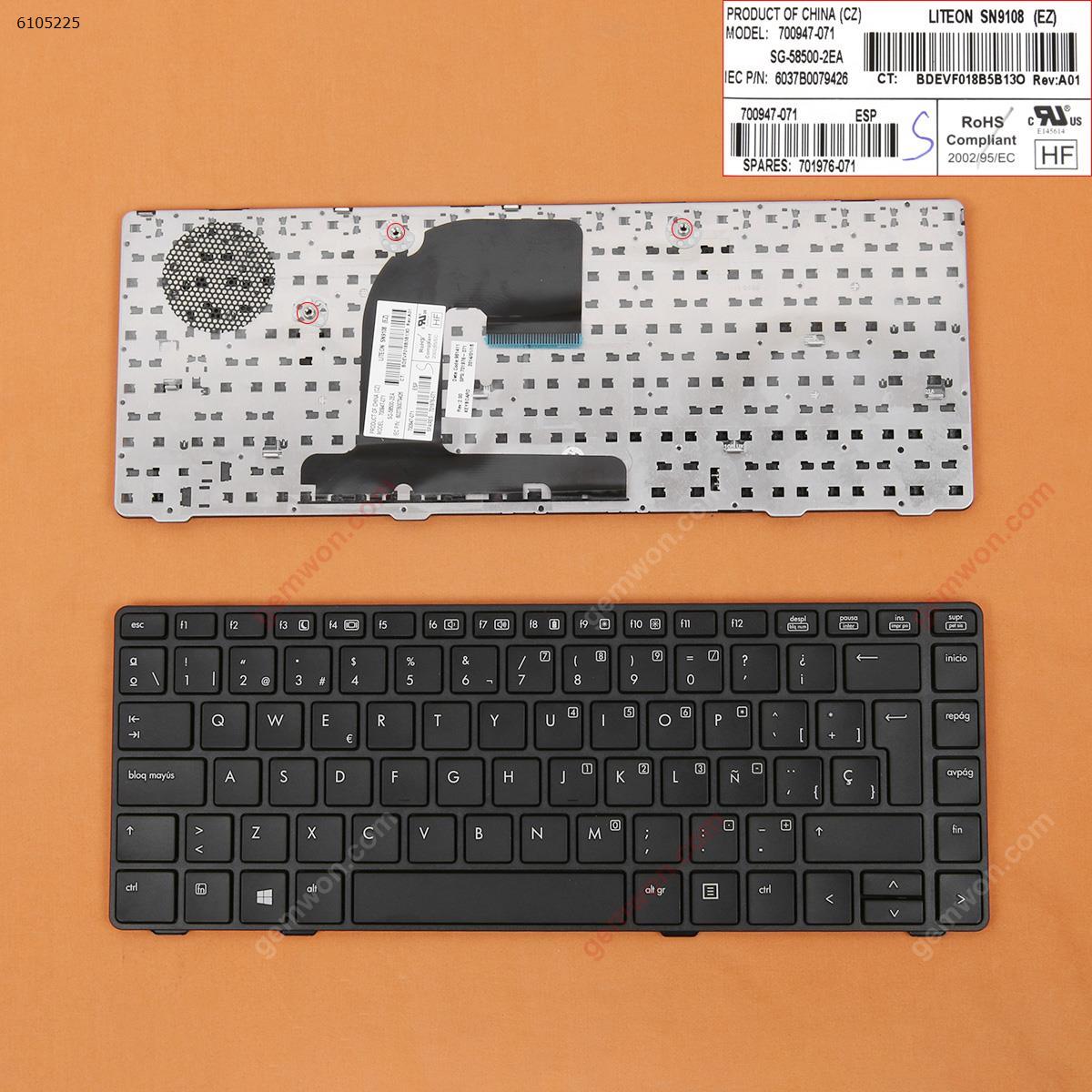 Picture of New Replacement Laptop Keyboard For HP EliteBook 8460P BLACK FRAME BLACK WIN8 (Without Piont Stick) SP Layout