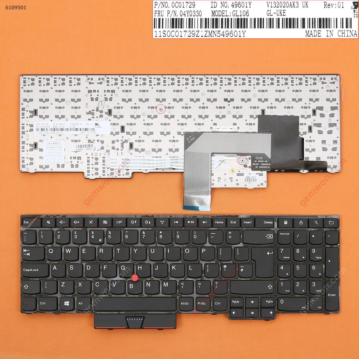 Picture of New Replacement Laptop Keyboard For ThinkPad E530 BLACK(With Point stick,For Win8) Uk Layout