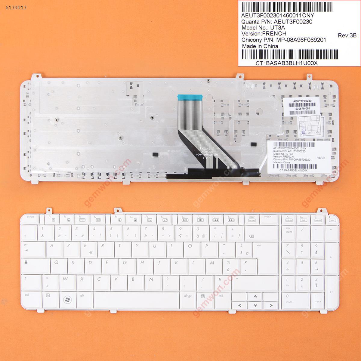 Picture of New Replacement Laptop Keyboard For HP DV6-1000 DV6-2000 WHITE FR Layout
