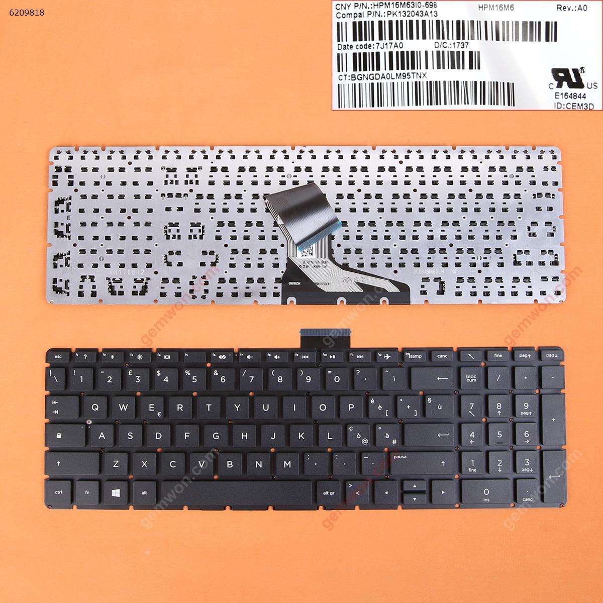 Picture of New Replacement Laptop Keyboard For HP Pavilion 15-BS BLACK(Without FRAME，Small Enter,WIN8) IT Layout