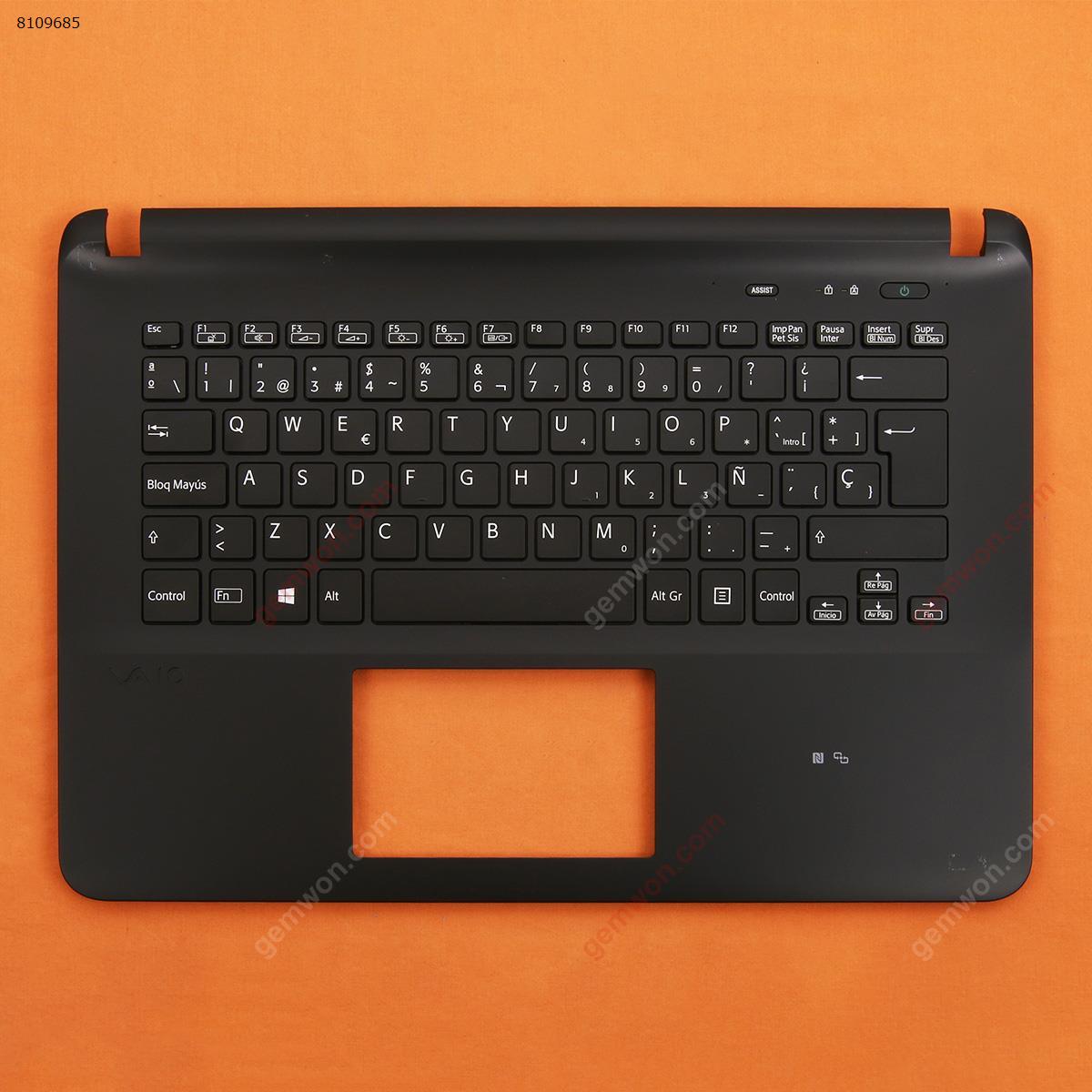 Picture of New Replacement Laptop Cover For New sony SVF142 Svf143 SVF14326scp SVF142a23t palmres with SP keyboard case Upper cover BLACK