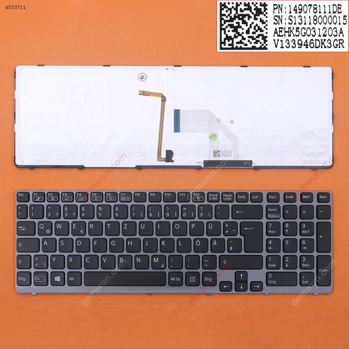 Picture of New Replacement Laptop Keyboard For SONY SVE15 GRAY FRAME BLACK(Backlit,For Win8) GR Layout