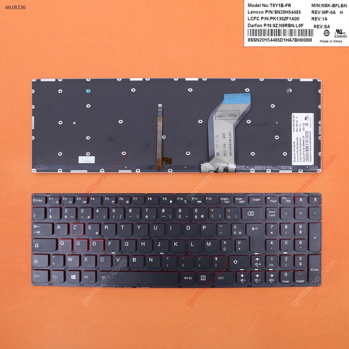 Picture of New Replacement Laptop Keyboard For Lenovo Ideapad Y700-15 BLACK (Red side,Backlit,WIN8,without FRAME) ? FR Layout