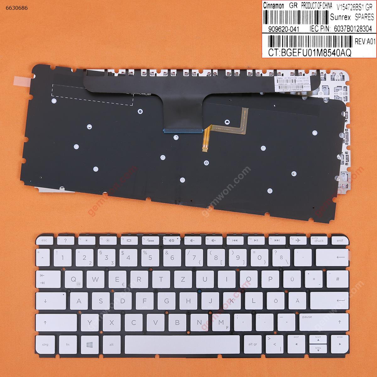 Picture of New Replacement Laptop Keyboard For HP 13-ab001ne 13-ab000nj 13-ab001nj 13-ab001nv SILVER(Backlit,Without FRAME,Win8) GR Layout