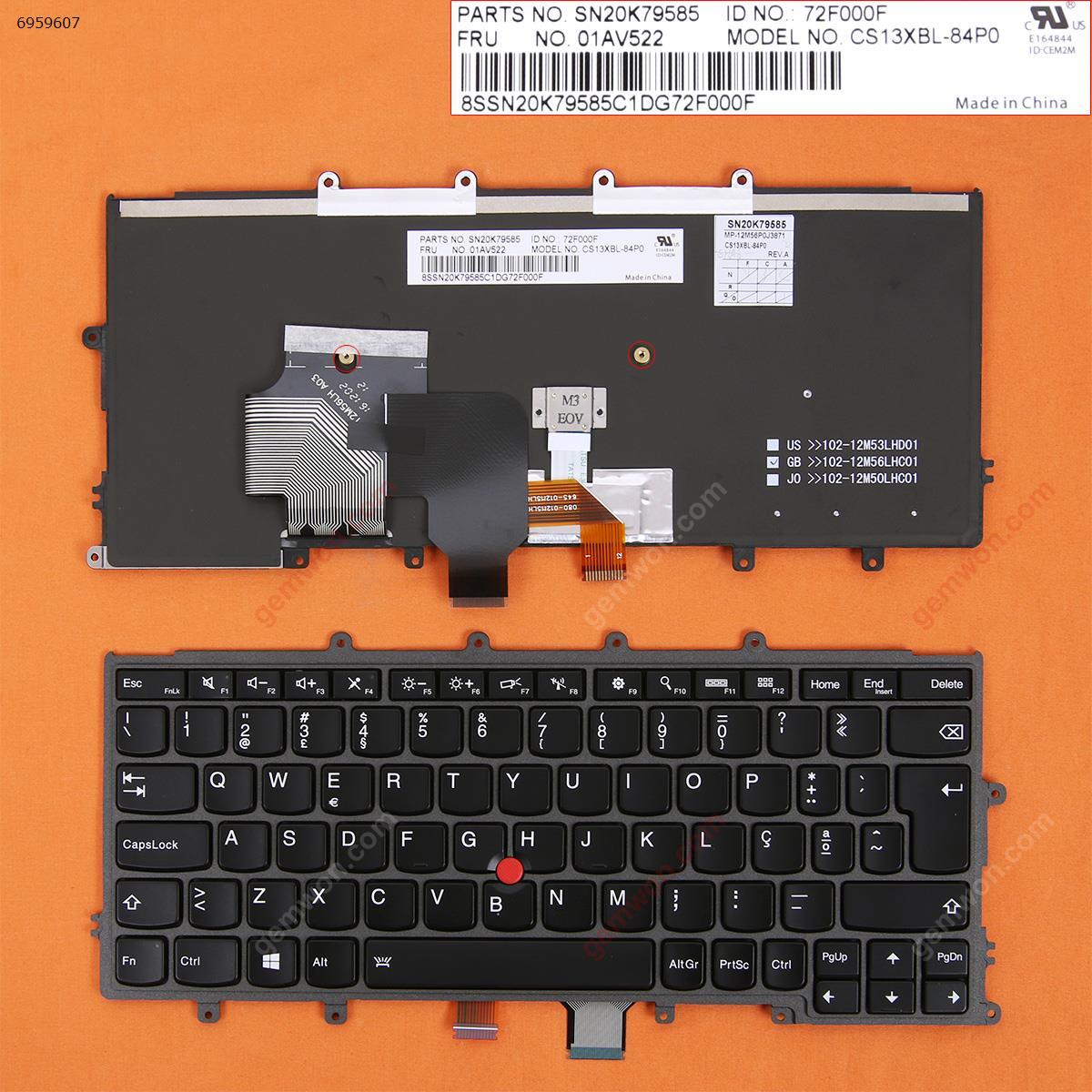 Picture of New Replacement Laptop Keyboard For IBM Thinkpad X240 X240S X250 X260  BLACK FRAME BLACK(Backlit ,With Point，Compatible with X270 For Win8) PO Layout