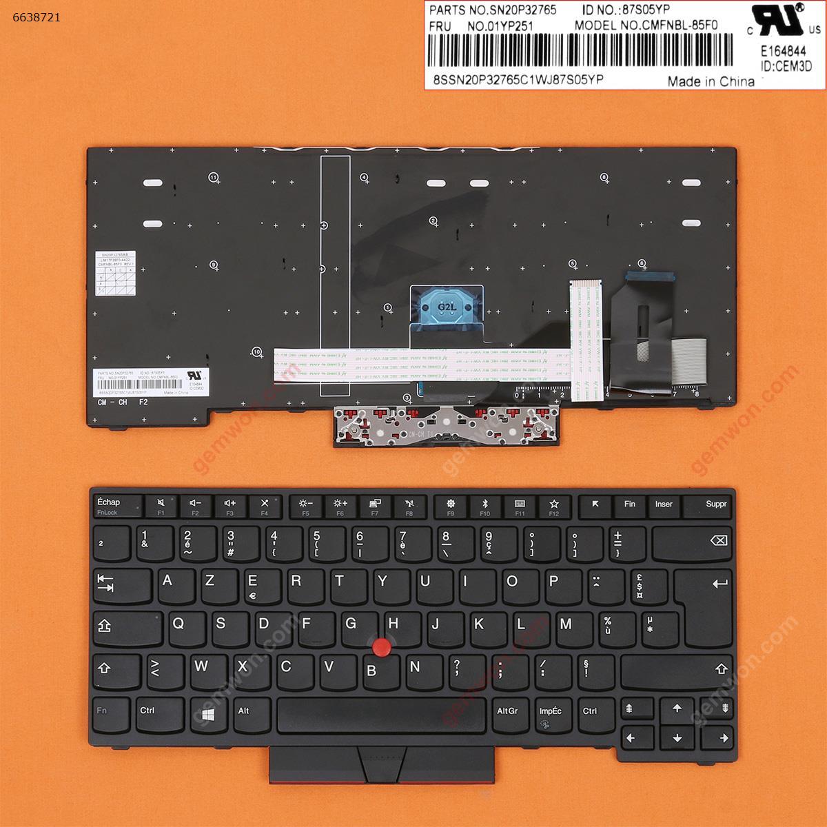 Picture of New Replacement Laptop Keyboard For Lenovo Thinkpad E480 E485 T480s L480 L380  BLACK FRAME BLACK(With Point stick,Win8 ) FR Layout