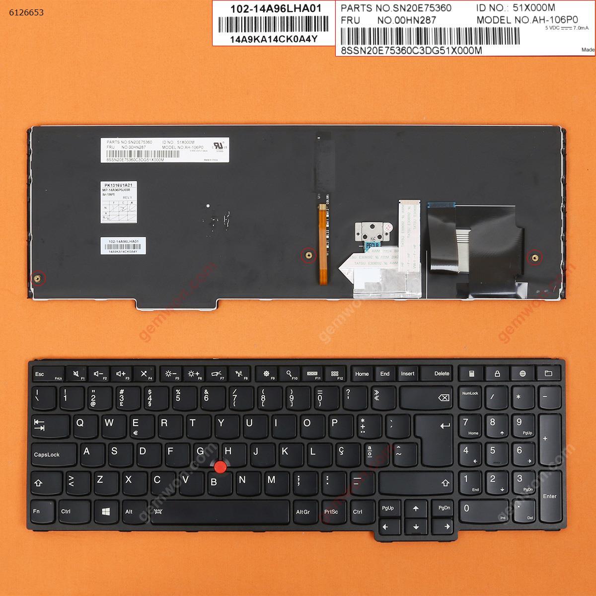 Picture of New Replacement Laptop Keyboard For Lenovo Yoga 15 Black Frame Black(Backlit, With point，For Win8) PO Layout