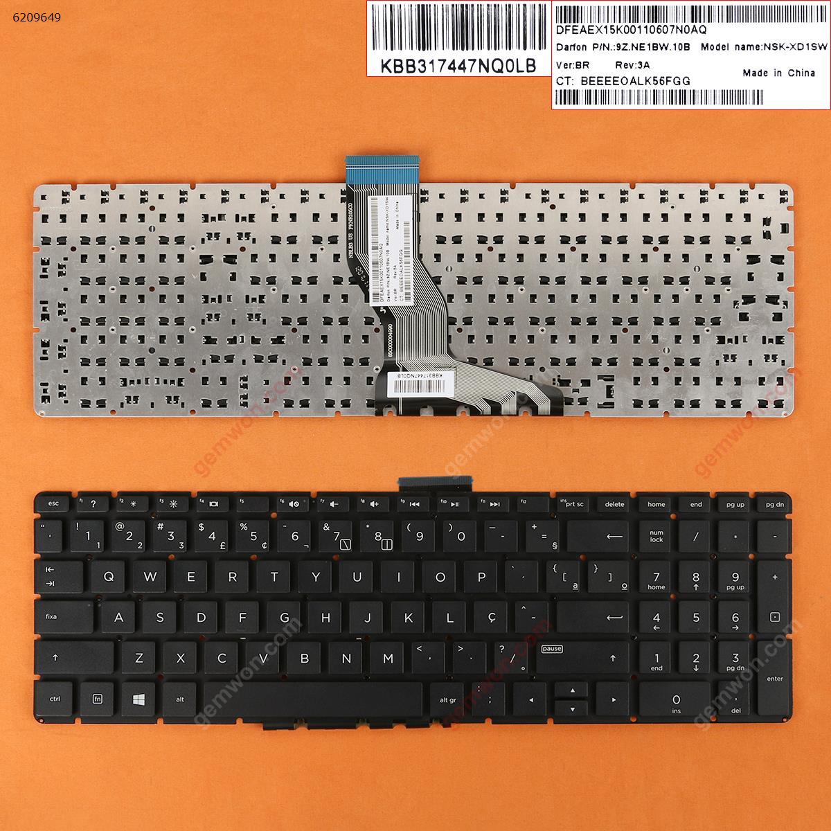 Picture of New Replacement Laptop Keyboard For HP Pavilion 15-BS BLACK(Without FRAME，Small Enter,WIN8) BR Layout