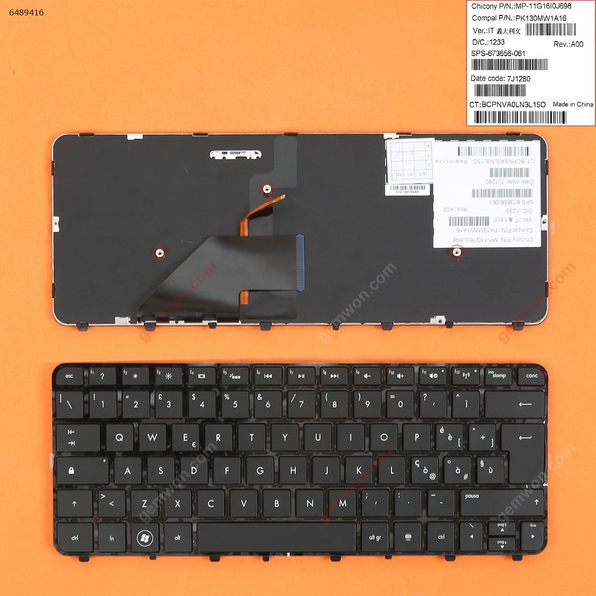 Picture of New Replacement Laptop Keyboard For HP Folio 13 13-1000 13-2000 GLOSSY FRAME BLACK (Backlit) IT Layout