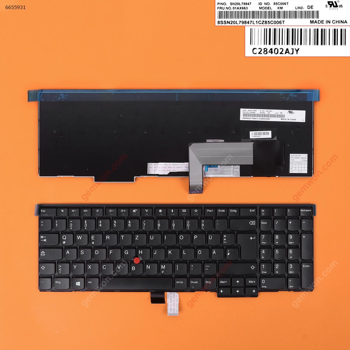 Picture of New Replacement Laptop Keyboard For ThinkPad L570 BLACK(With 6 Screws ,For Win8) GR Layout