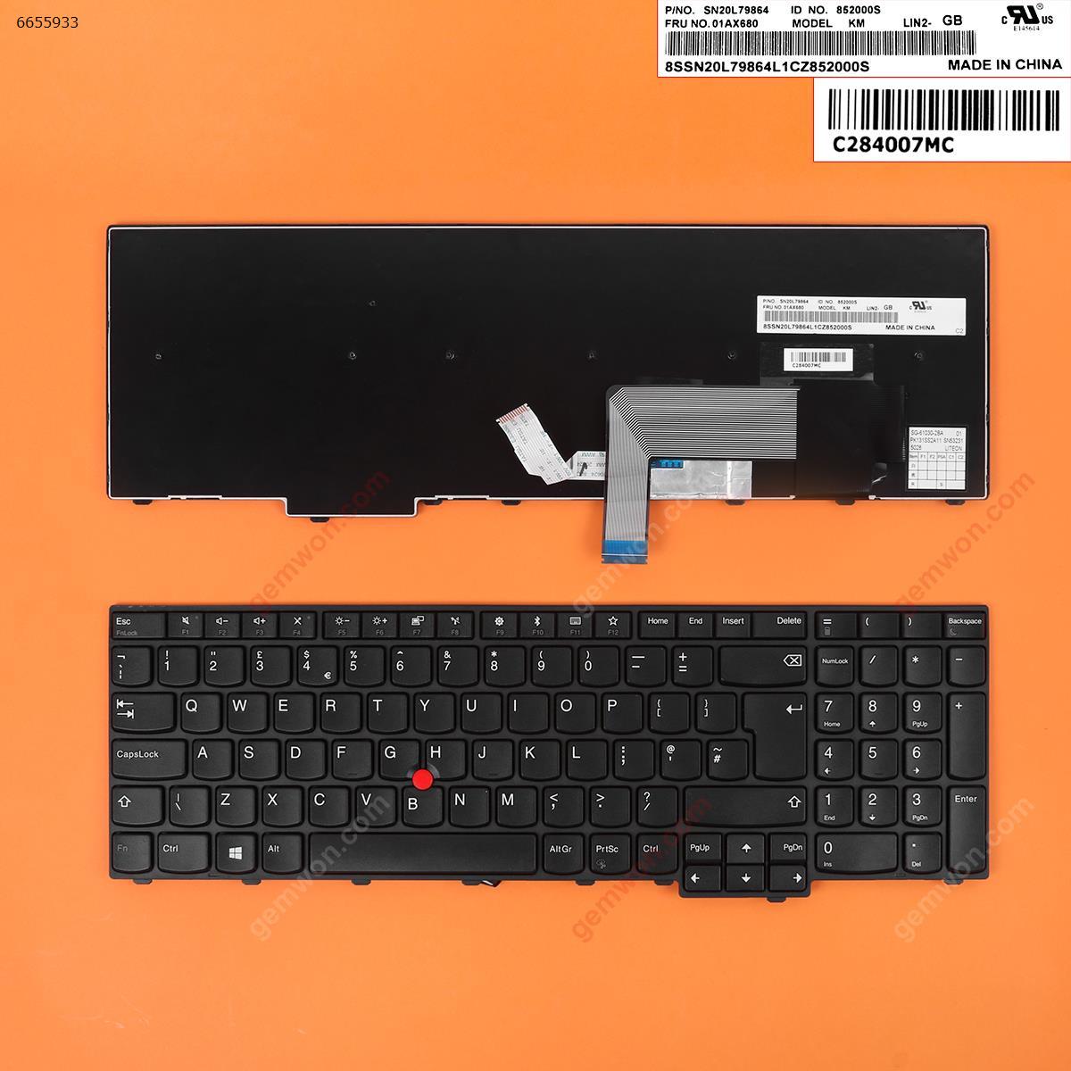 Picture of New Replacement Laptop Keyboard For ThinkPad L570 BLACK(With 6 Screws ,For Win8) Uk Layout