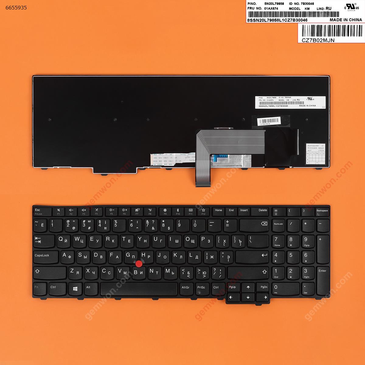Picture of New Replacement Laptop Keyboard For ThinkPad L570 BLACK(With 6 Screws ,For Win8) RU Layout