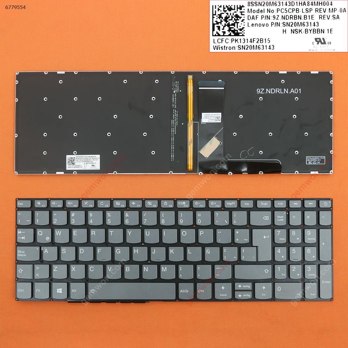 Picture of New Replacement Laptop Keyboard For Lenovo IdeaPad 320-15ABR 320-15IAP 320-15AST 320-15IKB 320-15ISK GRAY win8(Backlit Without FRAME) LA Layout