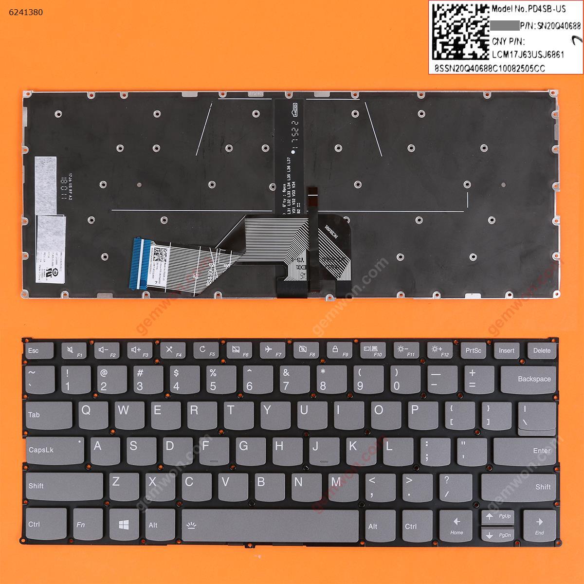 Picture of New Replacement Laptop Keyboard For Lenovo Yoga 530-14ARR Yoga 530-14IKB  730-13ikb 730-13iwl 730-15ikb 730-15iwl  GRAY (Backlit,Without FRAME,WIN8) US Layout
