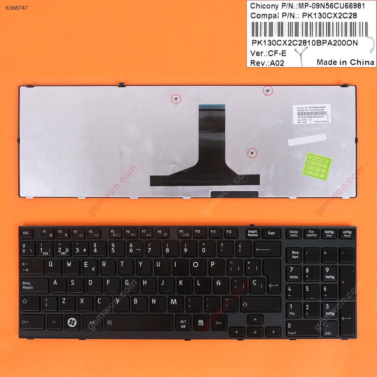 Picture of New Replacement Laptop Keyboard For TOSHIBA Satellite A660 A665 BLACK FRAME BLACK (Reprint) SP Layout