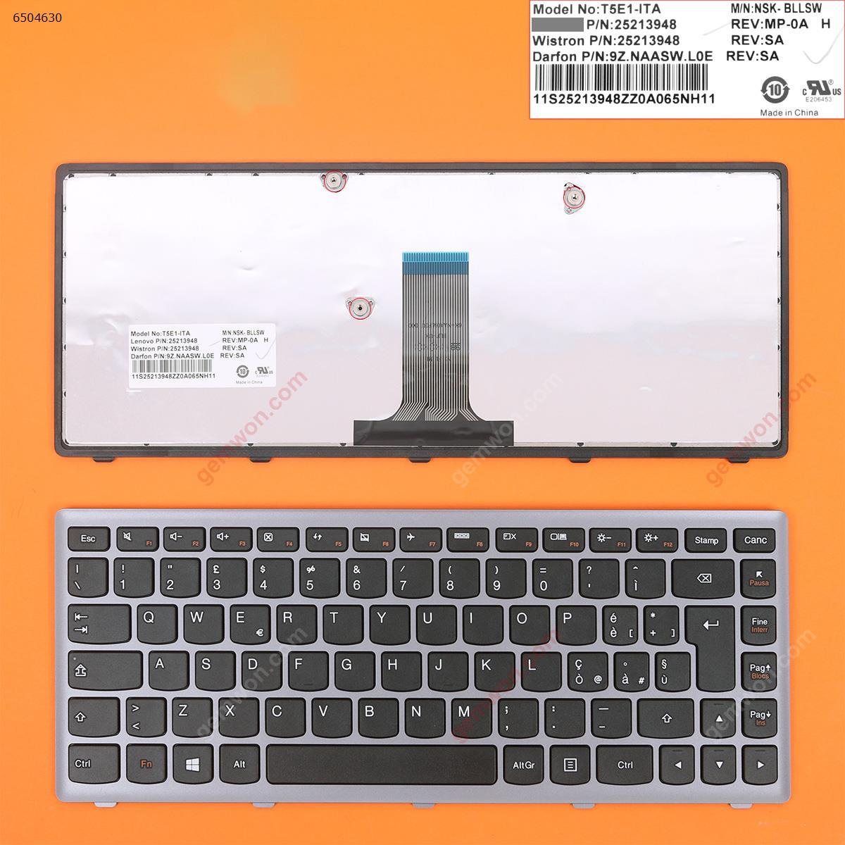 Picture of New Replacement Laptop Keyboard For LENOVO flex 14 G400S SILVER FRAME BLACK (For Win8) IT Layout