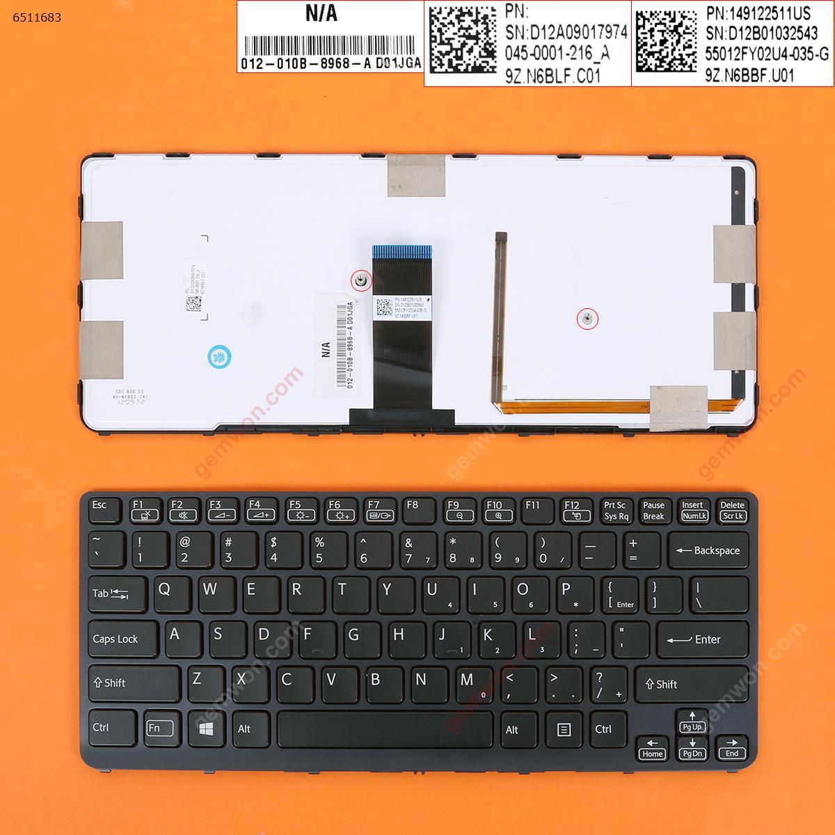 Picture of New Replacement Laptop Keyboard For SONY SVE14A BLACK FRAME BLACK (Backlit,WIN8) US Layout