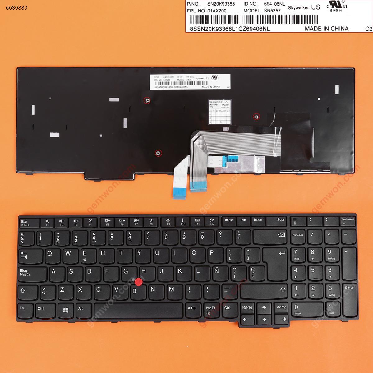 Picture of New Replacement Laptop Keyboard For Thinkpad E570 E575 BLACK FRAME BLACK(With Point stick,Win8 )OEM SP Layout