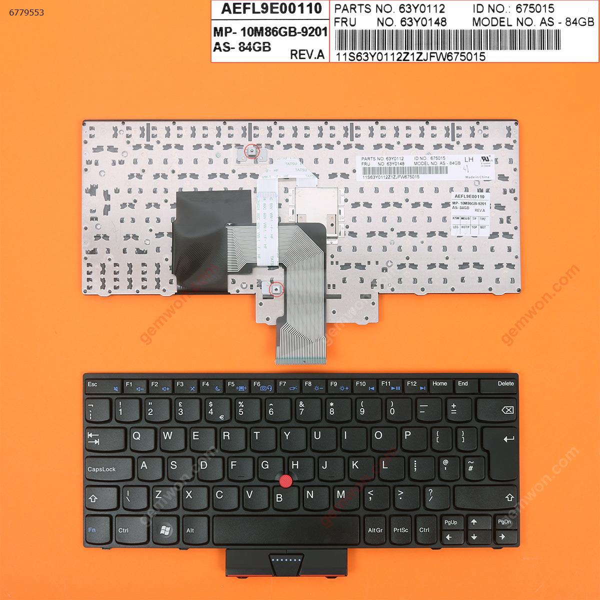 Picture of New Replacement Laptop Keyboard For Lenovo Thinkpad E220 E220s S220 BLACK FRAME BLACK(WIN8,With Point stick,Blue Printing) Uk Layout