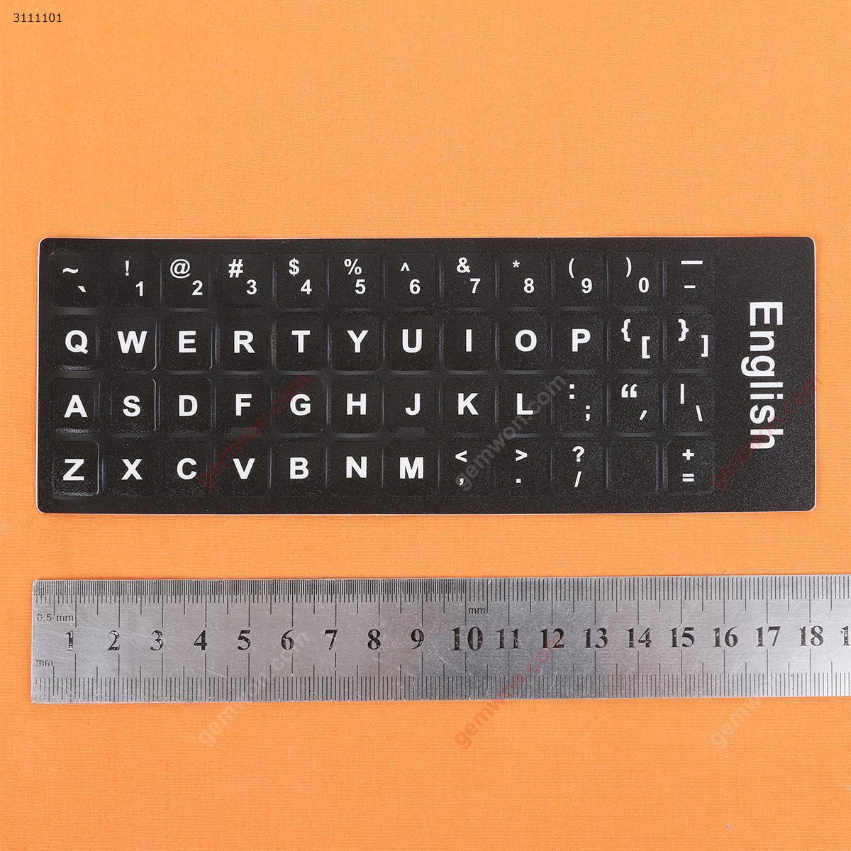 Picture of US Keyboard Sticker,Black with White letter. Change keyboard language layout by stick lables on keyboard keys.