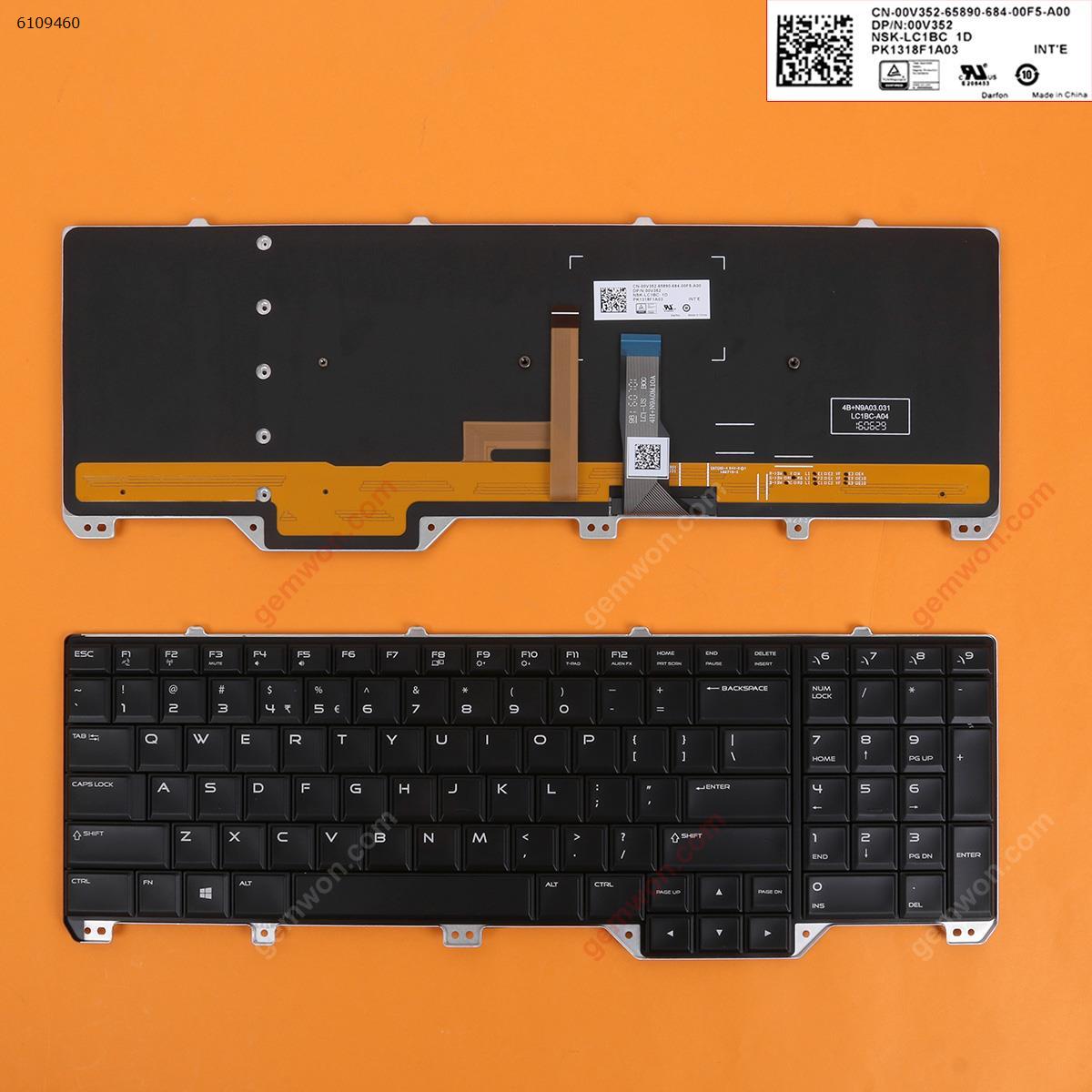 Picture of New Replacement Laptop Keyboard For DELL Alienware 17 R2 & 17 R3 BLACK (Full Colorful Backlit,WIN8) US Layout